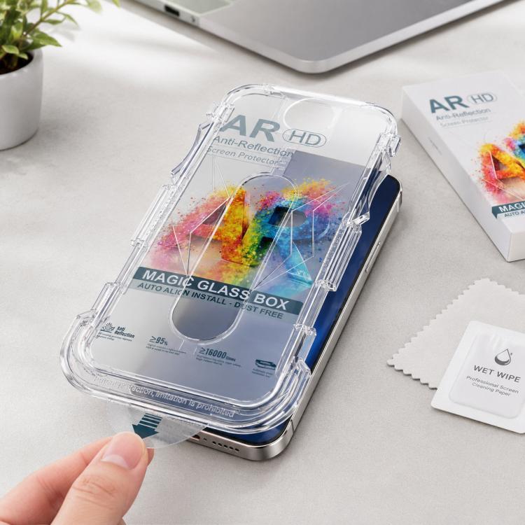 For iPhone 16 / 15 5pcs Easy Install Dust-proof Box AR HD Tempered Glass Film - Image 6
