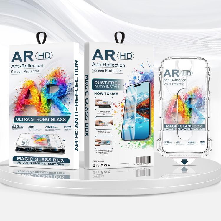 For iPhone 16 / 15 5pcs Easy Install Dust-proof Box AR HD Tempered Glass Film - Image 7
