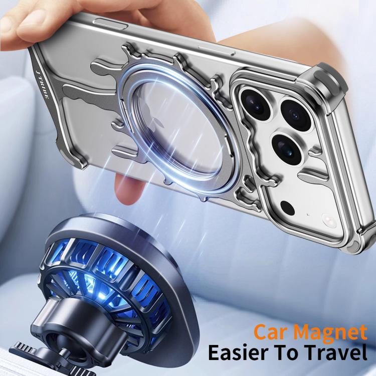 For iPhone 17 J TRIBE Glacier Series Cooling 360-Degree Rotating Holder Magnetic Phone Case(Grey) - Image 8