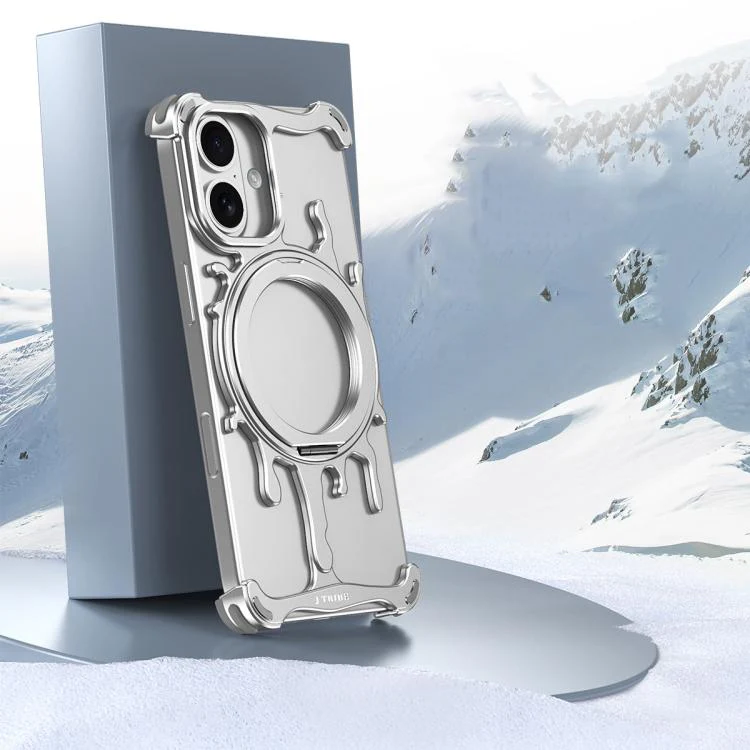 For iPhone 17 J TRIBE Glacier Series Cooling 360-Degree Rotating Holder Magnetic Phone Case(Silver)