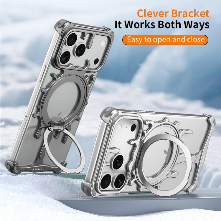 For iPhone 17 J TRIBE Glacier Series Cooling 360-Degree Rotating Holder Magnetic Phone Case(Silver) - Image 9