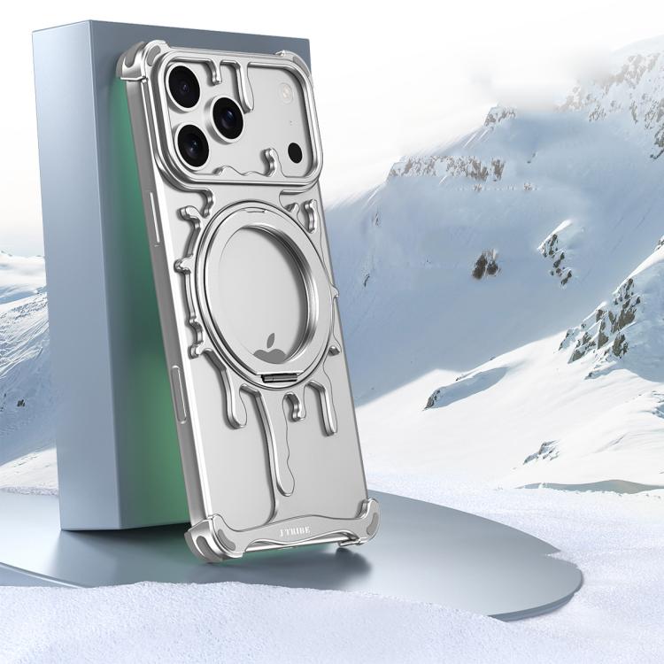 For iPhone 17 Pro J TRIBE Glacier Series Cooling 360-Degree Rotating Holder Magnetic Phone Case(Silver)
