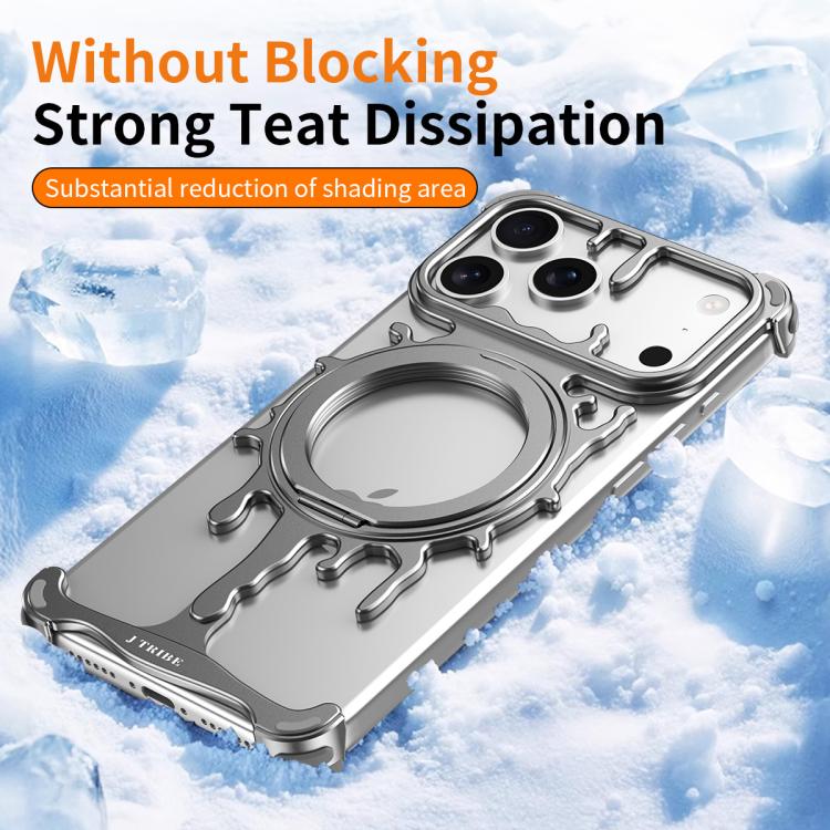 For iPhone 17 Pro J TRIBE Glacier Series Cooling 360-Degree Rotating Holder Magnetic Phone Case(Silver) - Image 5