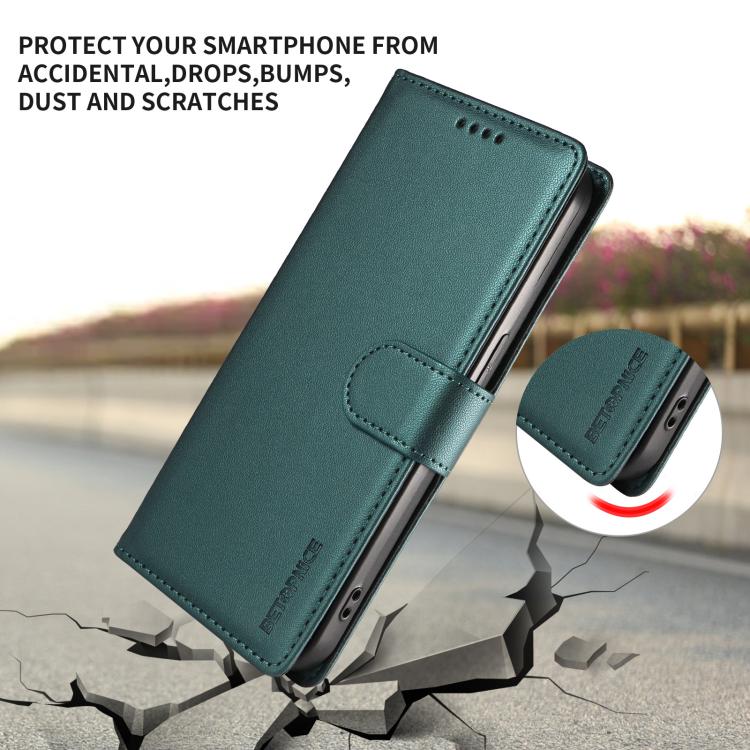 For iPhone 17 Pro Max BETOPNICE Pearlescent RFID Vegan Leather Phone Case with Strap(Green) - Image 5