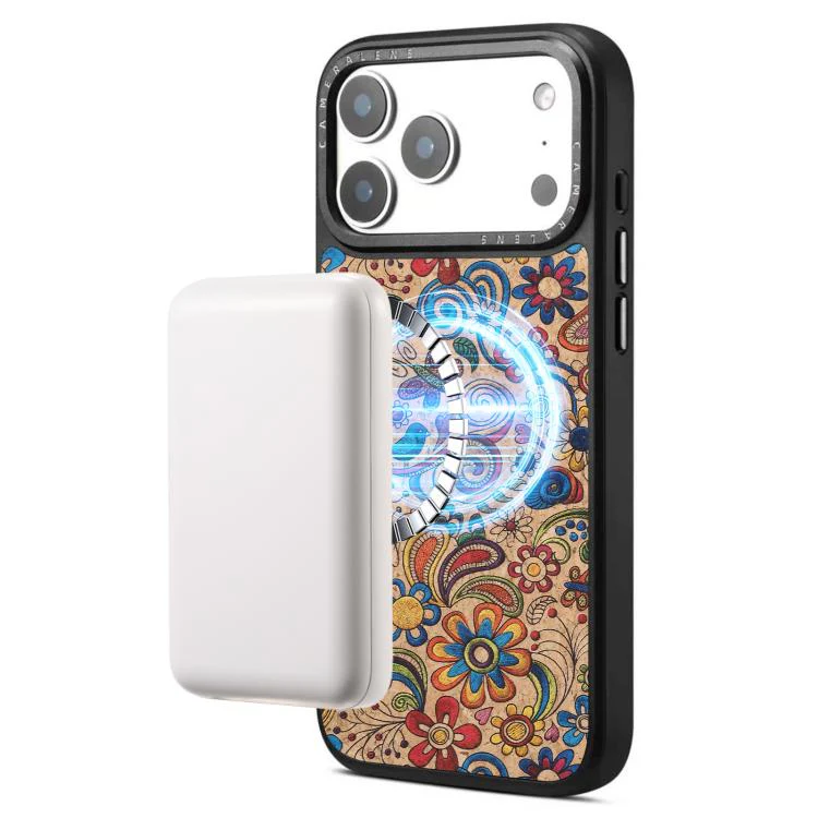 For iPhone 17 Pro Max Denior A28 Ethnic Embroider Pattern Style Magnetic Phone Case(Khaki) - Image 5