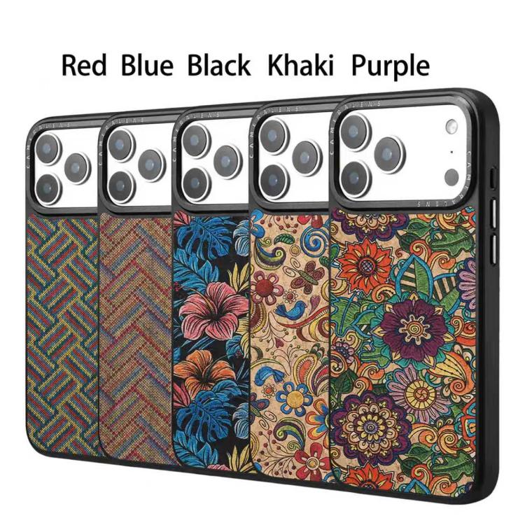 For iPhone 17 Pro Max Denior A28 Ethnic Embroider Pattern Style Magnetic Phone Case(Khaki) - Image 7
