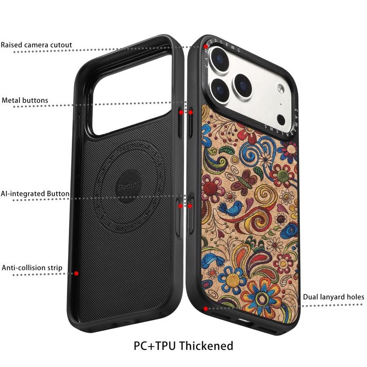 For iPhone 17 Pro Max Denior A28 Ethnic Embroider Pattern Style Magnetic Phone Case(Khaki) - Image 9