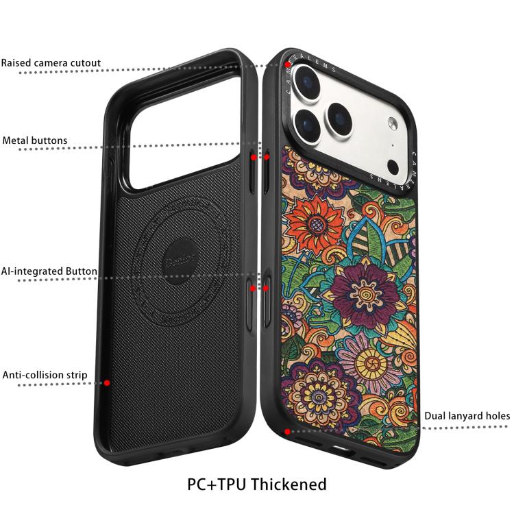 For iPhone 17 Pro Max Denior A28 Ethnic Embroider Pattern Style Magnetic Phone Case(Purple) - Image 7