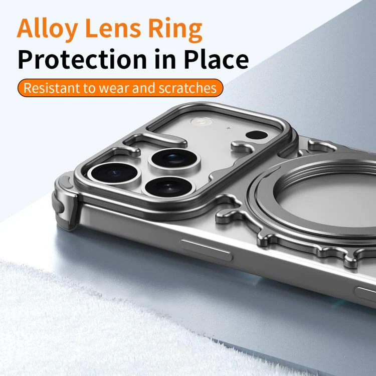 For iPhone 17 Pro Max J TRIBE Glacier Series Cooling 360-Degree Rotating Holder Magnetic Phone Case(Silver) - Image 4