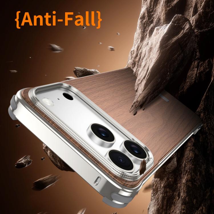 For iPhone 17 Pro Max J TRIBE Metal Frameless Wood Texture MagSafe Phone Case(Orange) - Image 4