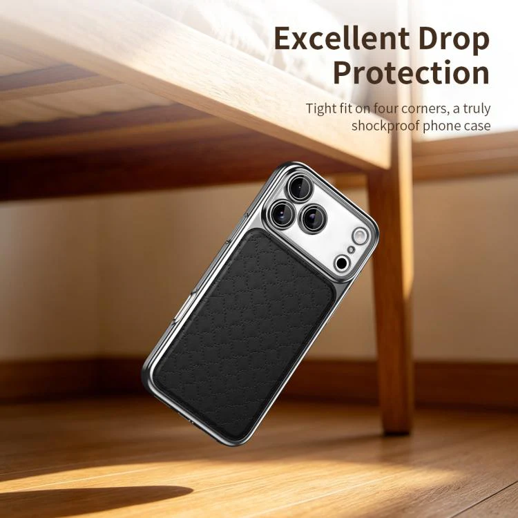 For iPhone 17 Pro Max Rhombus Texture Magnetic Vegan Leather Phone Case(Red) - Image 4