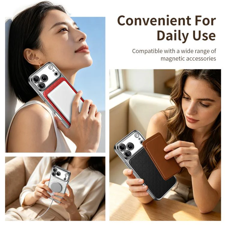 For iPhone 17 Pro Max Rhombus Texture Magnetic Vegan Leather Phone Case(White) - Image 7