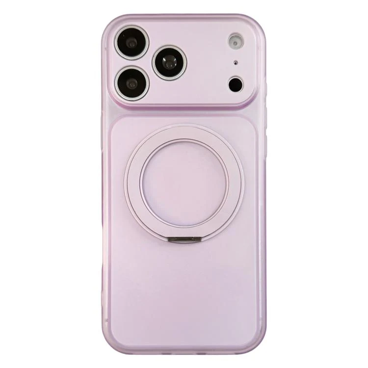 For iPhone 17 Pro Max Skin Feel Frosted Liquid Silicone 360 Rotating Holder Magnetic Phone Case(Purple)