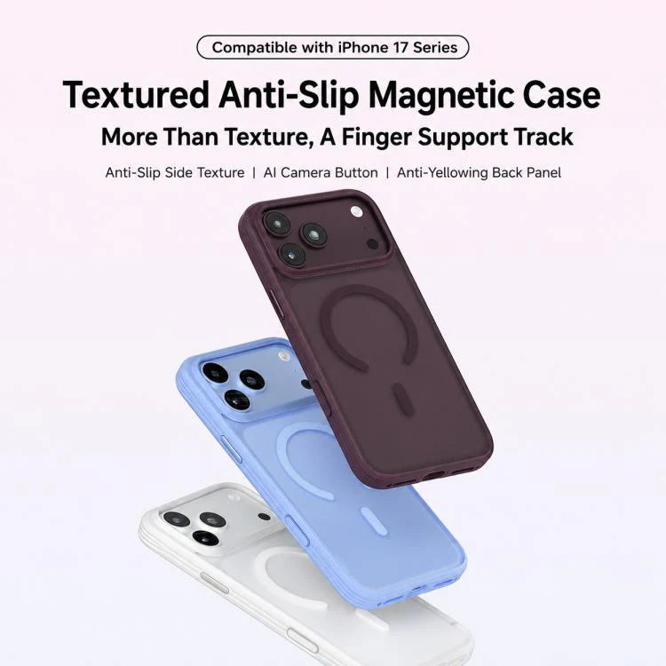 For iPhone 17 Pro Max Textured Non-slip Shockproof Magnetic Phone Case(White) - Image 2