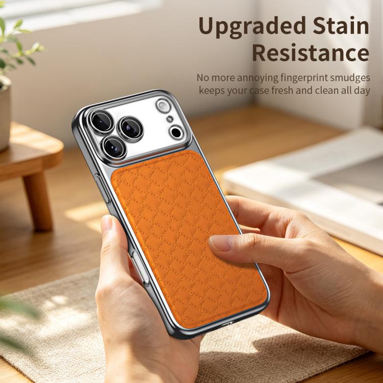 For iPhone 17 Pro Rhombus Texture Magnetic Vegan Leather Phone Case(Red) - Image 5