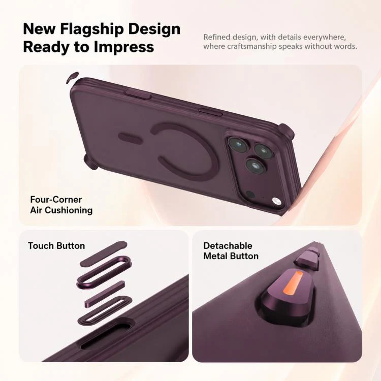 For iPhone 17 Pro Textured Non-slip Shockproof Magnetic Phone Case(White) - Image 3