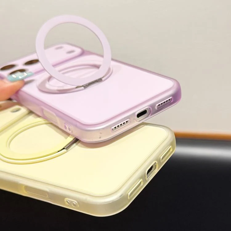 For iPhone 17 Skin Feel Frosted Liquid Silicone 360 Rotating Holder Magnetic Phone Case(Purple) - Image 5