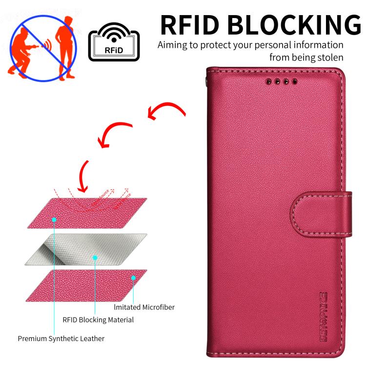 For iPhone 18 BETOPNICE Pearlescent RFID Vegan Leather Phone Case with Strap(Red) - Image 6
