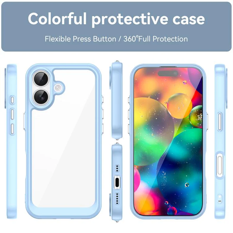 For iPhone 18 Colorful Series Acrylic + TPU Phone Case(Blue) - Image 2