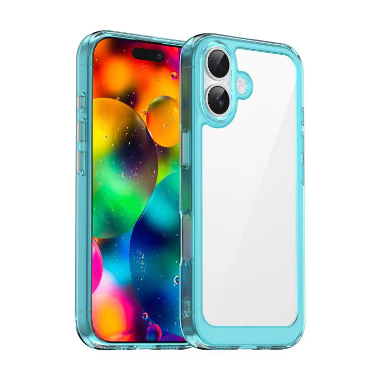 For iPhone 18 Colorful Series Acrylic + TPU Phone Case(Transparent Blue)