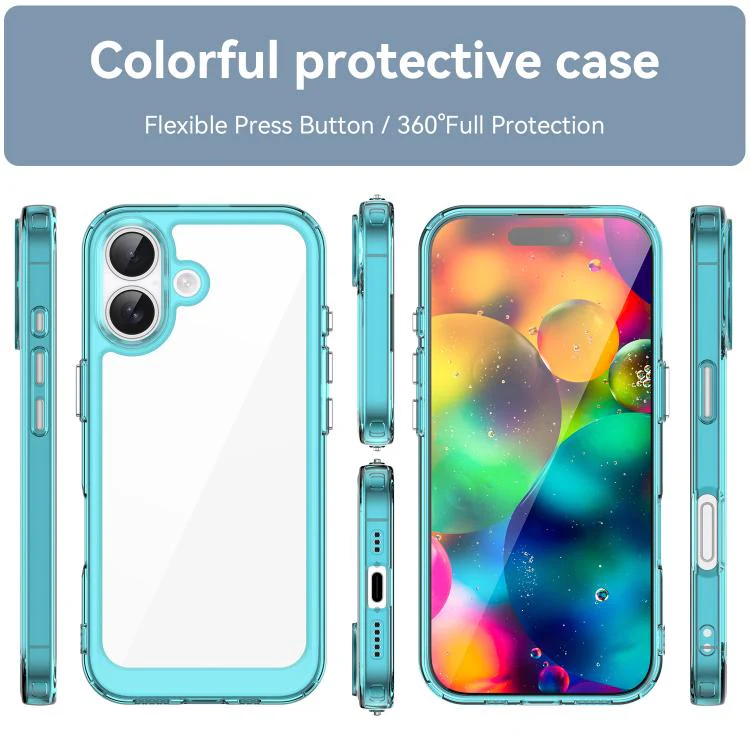 For iPhone 18 Colorful Series Acrylic + TPU Phone Case(Transparent Blue) - Image 2