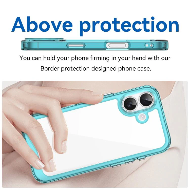 For iPhone 18 Colorful Series Acrylic + TPU Phone Case(Transparent Blue) - Image 4