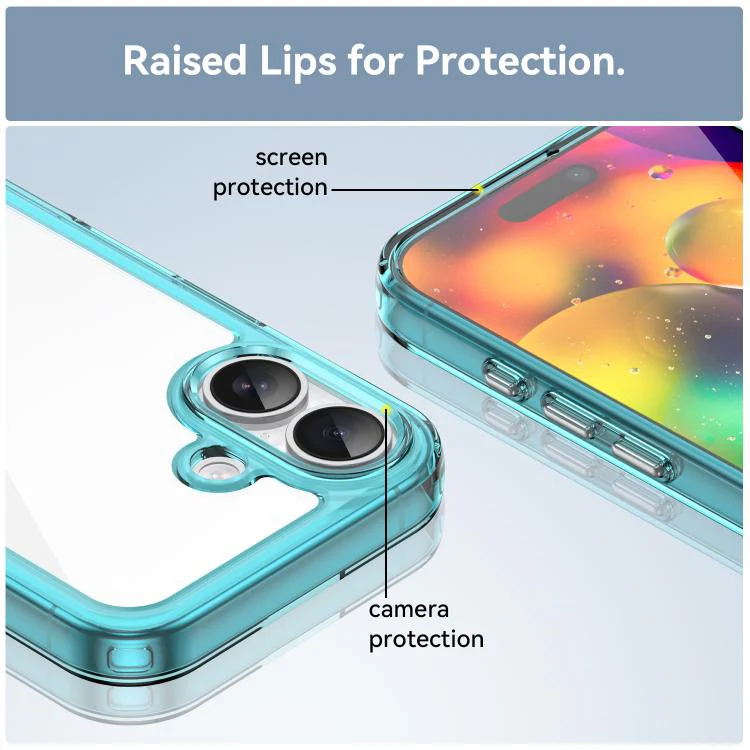 For iPhone 18 Colorful Series Acrylic + TPU Phone Case(Transparent Blue) - Image 6