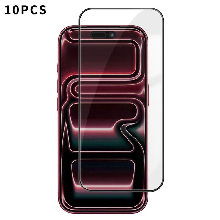 For iPhone 18 Pro 10pcs Kalebol High-Aluminum Screen-Printed Full-Coverage Anti-Fingerprint Black-Bordered HD Tempered Glass Film