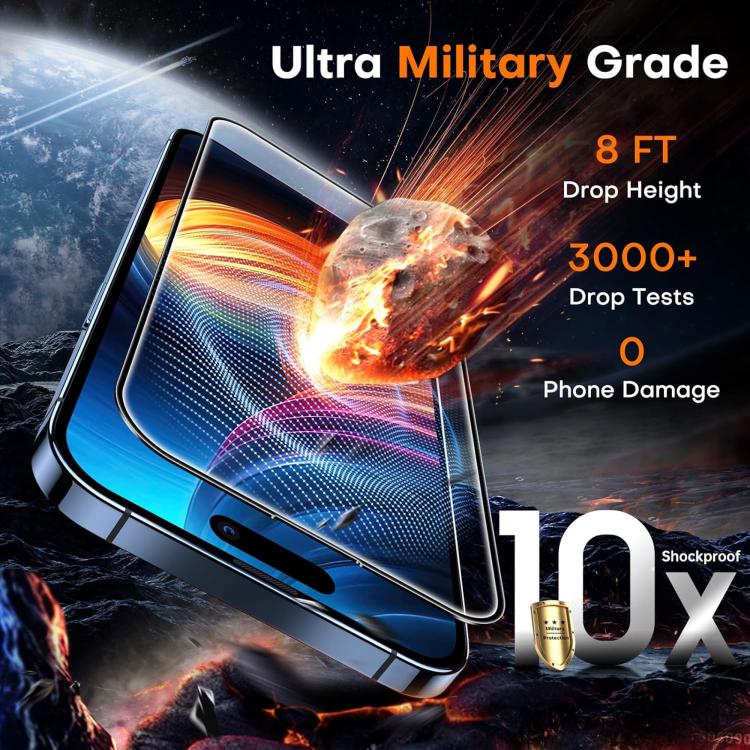 For iPhone 18 Pro 10pcs Kalebol High-Aluminum Screen-Printed Full-Coverage Anti-Fingerprint Black-Bordered HD Tempered Glass Film - Image 5