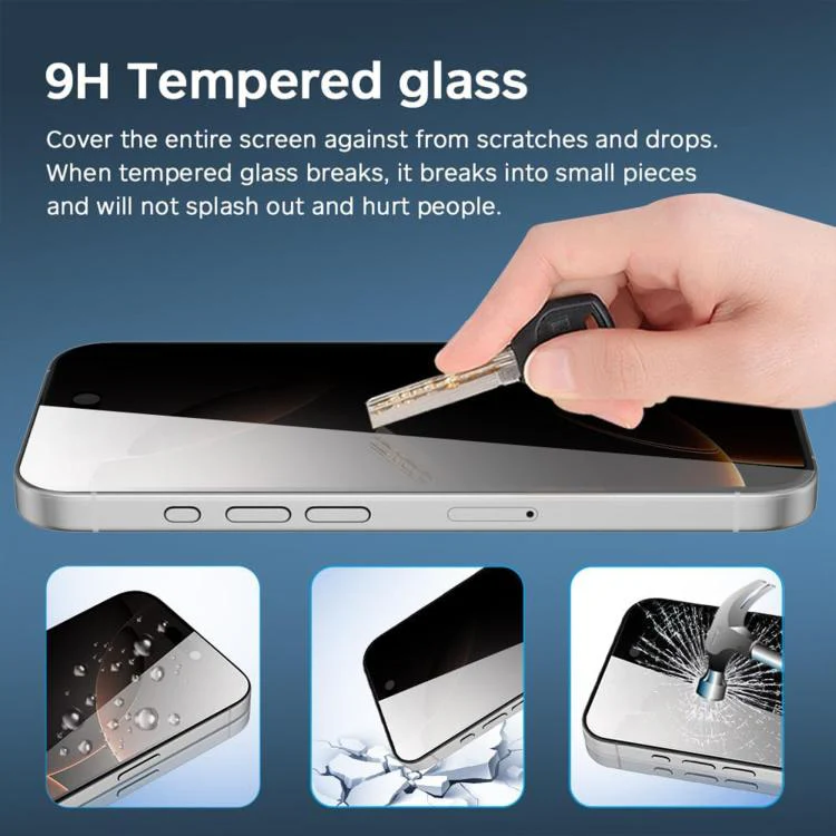 For iPhone 18 Pro 10pcs Kalebol High-Aluminum Screen-Printed Full-Coverage Black-Border Privacy Tempered Glass Film - Image 8