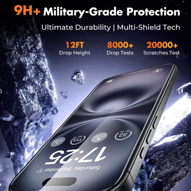 For iPhone 18 Pro 25pcs High-Aluminum Full-Coverage Anti-Fingerprint Screen-Printed HD Tempered Glass Film - Image 2