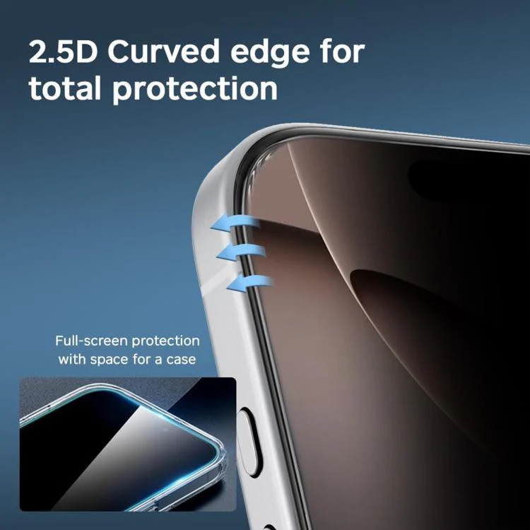 For iPhone 18 Pro 25pcs High-Aluminum Full-Coverage Anti-Fingerprint Screen-Printed Privacy Tempered Glass Film - Image 5