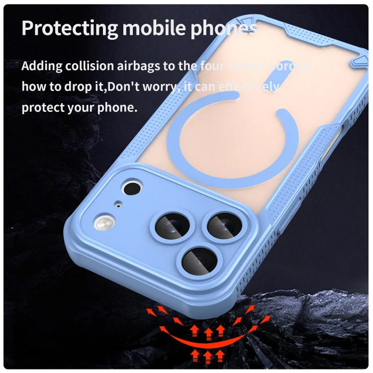 For iPhone 18 Pro Armor Glaze MagSafe Magnetic Phone Case(Blue) - Image 4
