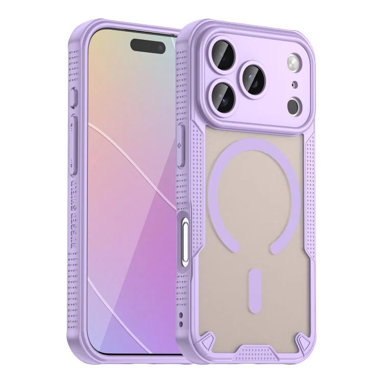 For iPhone 18 Pro Armor Glaze MagSafe Magnetic Phone Case(Purple)
