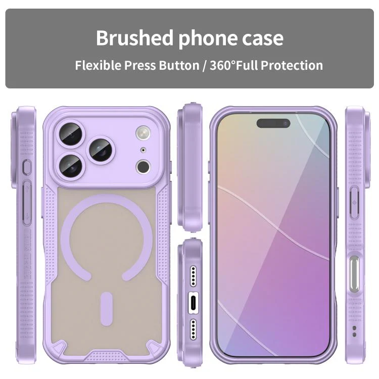For iPhone 18 Pro Armor Glaze MagSafe Magnetic Phone Case(Purple) - Image 2