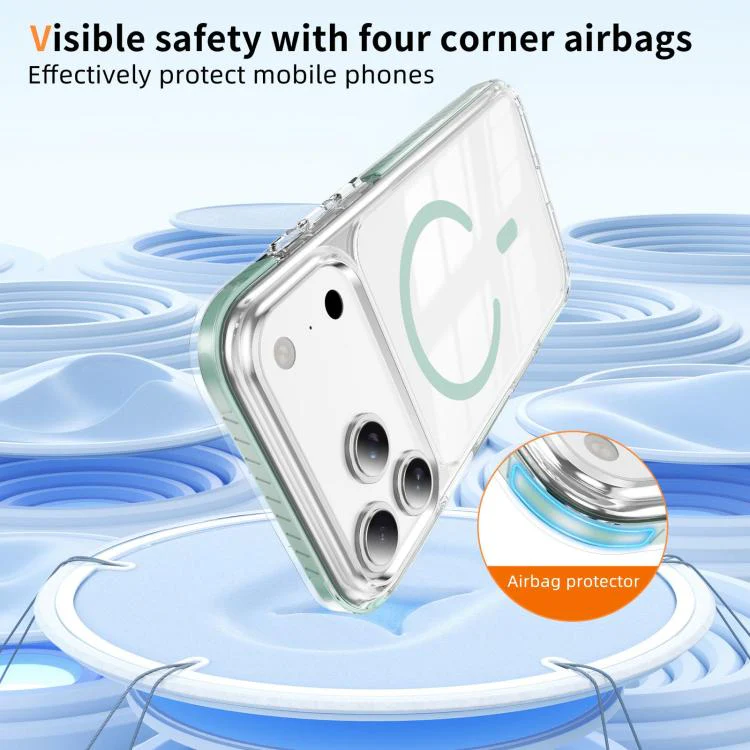 For iPhone 18 Pro Crystal Shield Clear Magnetic Acrylic Hybrid TPU Phone Case(Mint Green) - Image 6