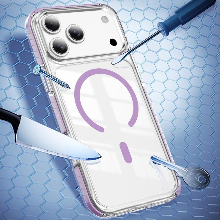 For iPhone 18 Pro Crystal Shield Clear Magnetic Acrylic Hybrid TPU Phone Case(Purple) - Image 2