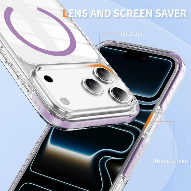 For iPhone 18 Pro Crystal Shield Clear Magnetic Acrylic Hybrid TPU Phone Case(Purple) - Image 7