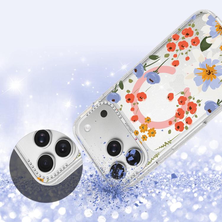 For iPhone 18 Pro Flower Pattern IMD Glitter Magnetic Phone Case(Rainbow Flower Field) - Image 6
