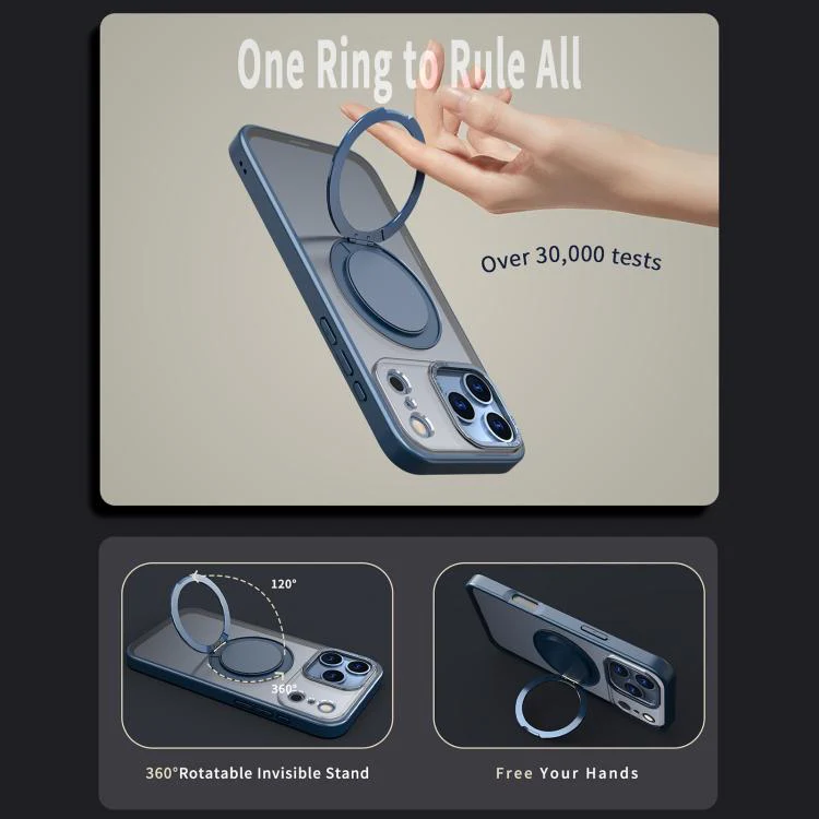 For iPhone 18 Pro Kalebol 360-degree Rotating MagSafe Magnetic Holder Phone Case(Blue) - Image 2