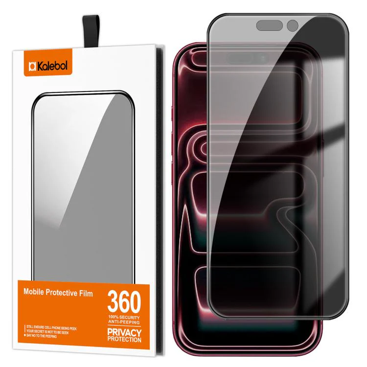 For iPhone 18 Pro Kalebol High-Aluminum Screen-Printed Full-Coverage Black-Border Privacy Tempered Glass Film - Image 2