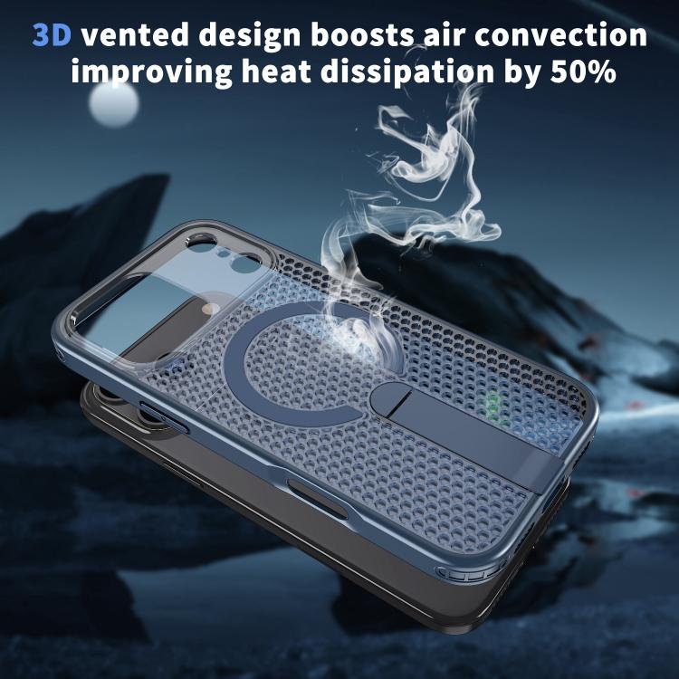 For iPhone 18 Pro kalebol Honeycomb Cooling MagSafe Holder Phone Case(Blue) - Image 7