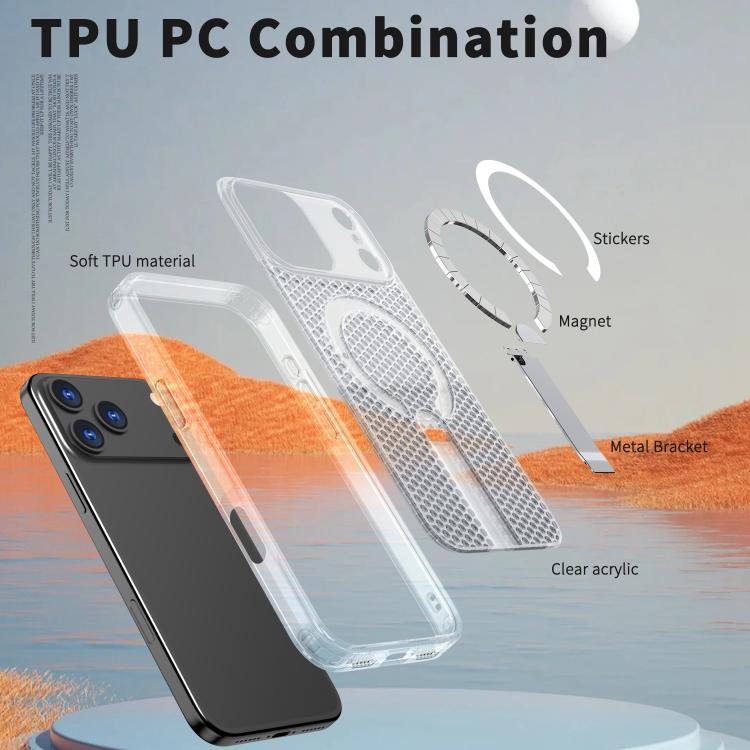For iPhone 18 Pro kalebol Honeycomb Cooling MagSafe Holder Phone Case(Frosted Transparent) - Image 5