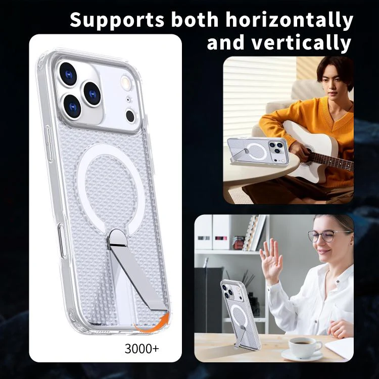 For iPhone 18 Pro kalebol Honeycomb Cooling MagSafe Holder Phone Case(Frosted Transparent) - Image 6
