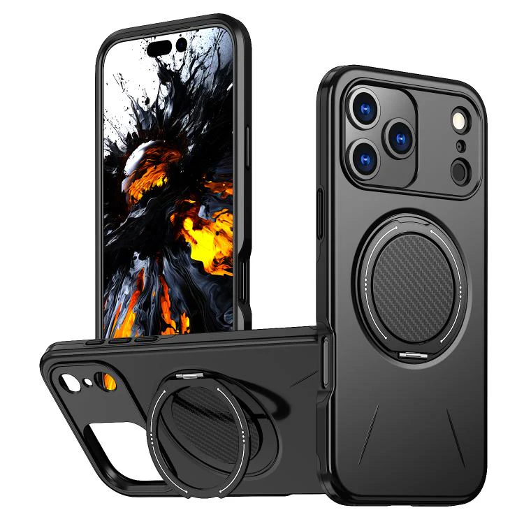 For iPhone 18 Pro Kalebol Magnetic MagSafe Rotation Holder PC Phone Case(Black)