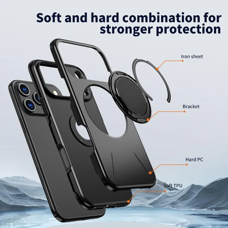 For iPhone 18 Pro Kalebol Magnetic MagSafe Rotation Holder PC Phone Case(Black) - Image 6