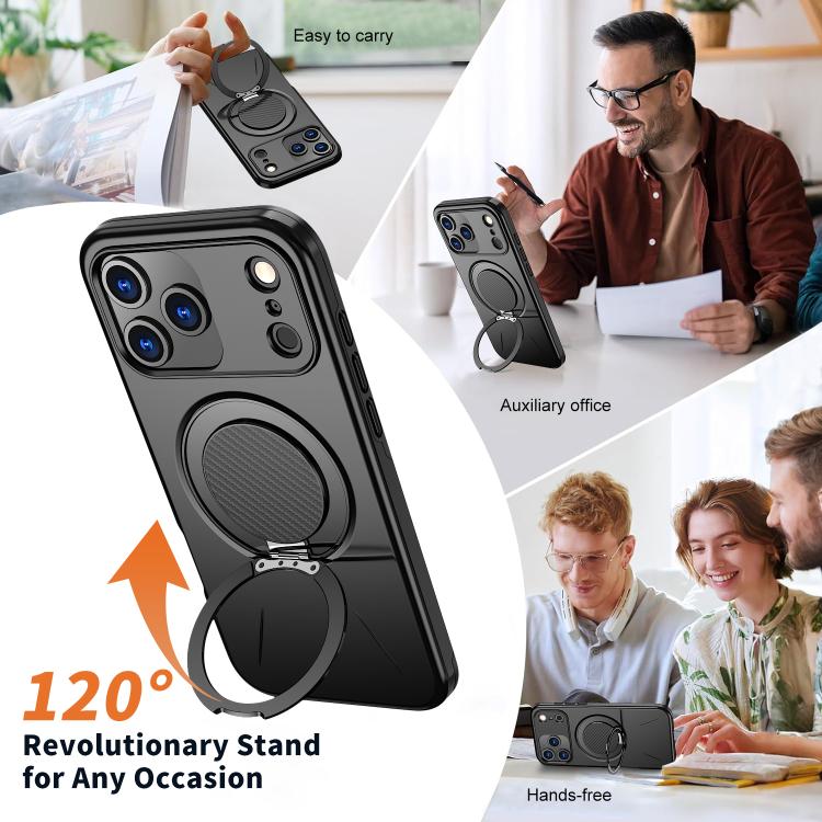 For iPhone 18 Pro Kalebol Magnetic MagSafe Rotation Holder PC Phone Case(Black) - Image 7