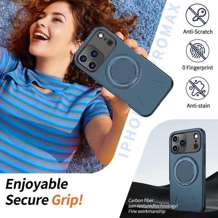 For iPhone 18 Pro Kalebol Magnetic MagSafe Rotation Holder PC Phone Case(Blue) - Image 3