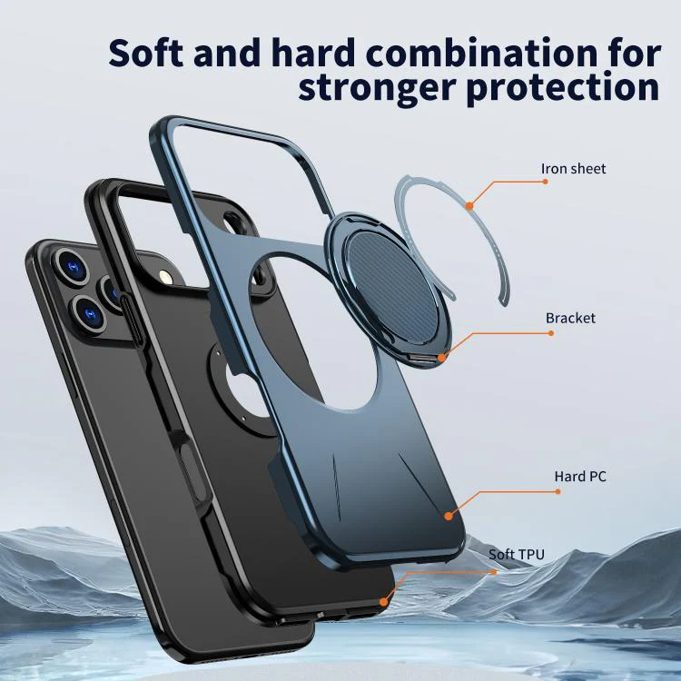 For iPhone 18 Pro Kalebol Magnetic MagSafe Rotation Holder PC Phone Case(Blue) - Image 6