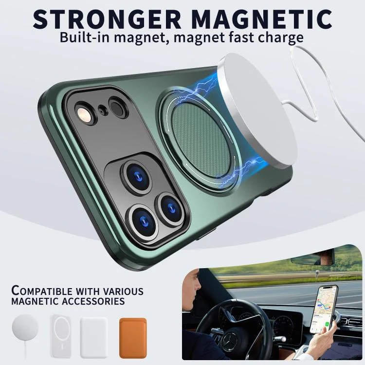 For iPhone 18 Pro Kalebol Magnetic MagSafe Rotation Holder PC Phone Case(Grey Green) - Image 2